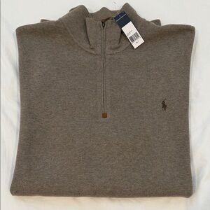 NWT Polo Ralph Lauren Estate Rib 1/4 Zip Brown Heather Big & Tall Size 2XLT